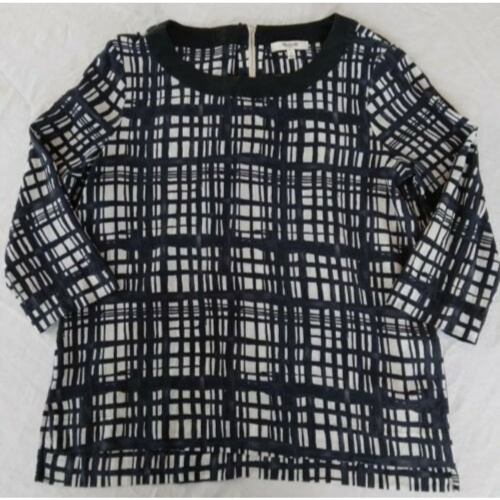 Madewell Top Blouse 3/4 Sleeve Mulberry Silk Size Small